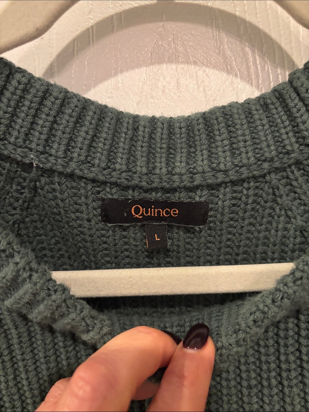 Quince 100% Cotton Fisherman Sweater in Big Sur Green - Picture 2 of 4